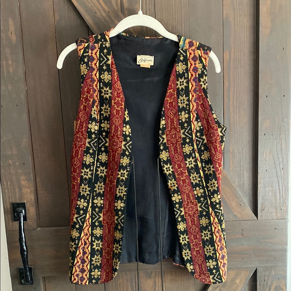 Chaps Red and Yellow Patterned Vest